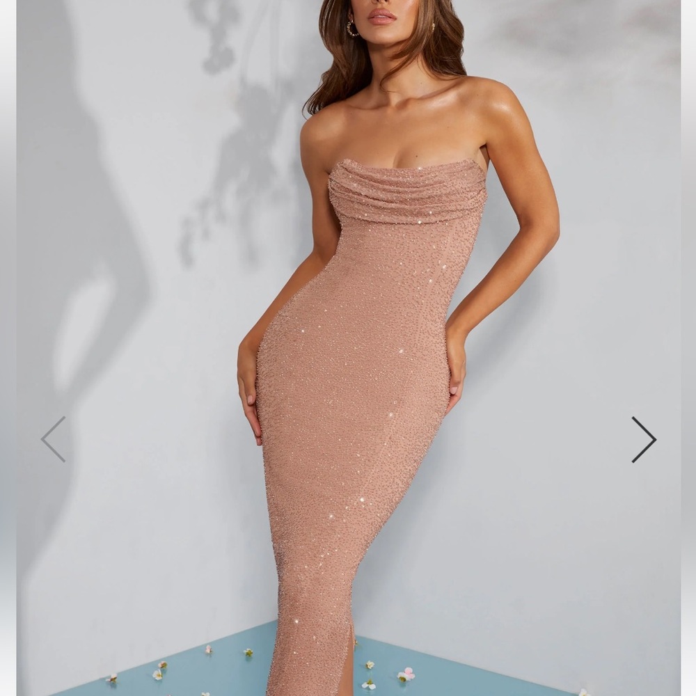 Oh Polly Strapless Nude Dress